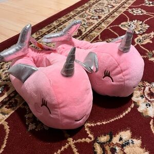 New Pink Unicorn whale Plush Slippers